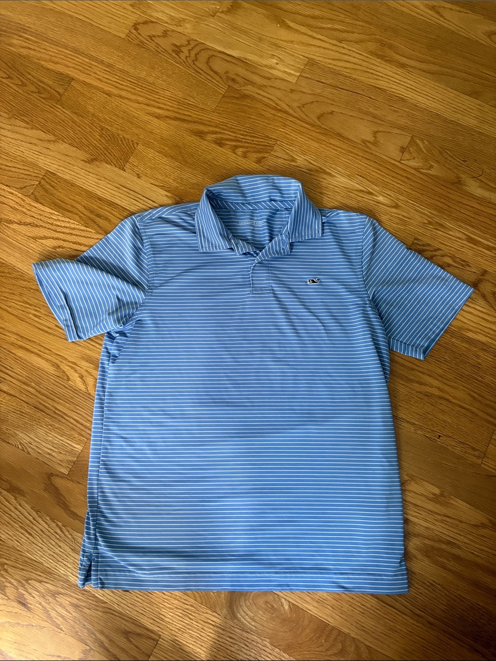 Vineyard Vines Boys Blue & White Thin-Striped Polo